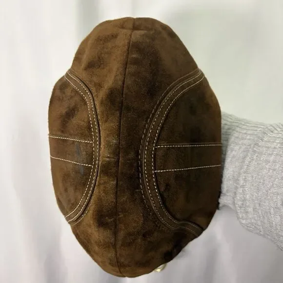 Vtg COACH Suede Soho Hobo Purse Brown Leather Handbag Crescent Y2K - Picture 4 of 12